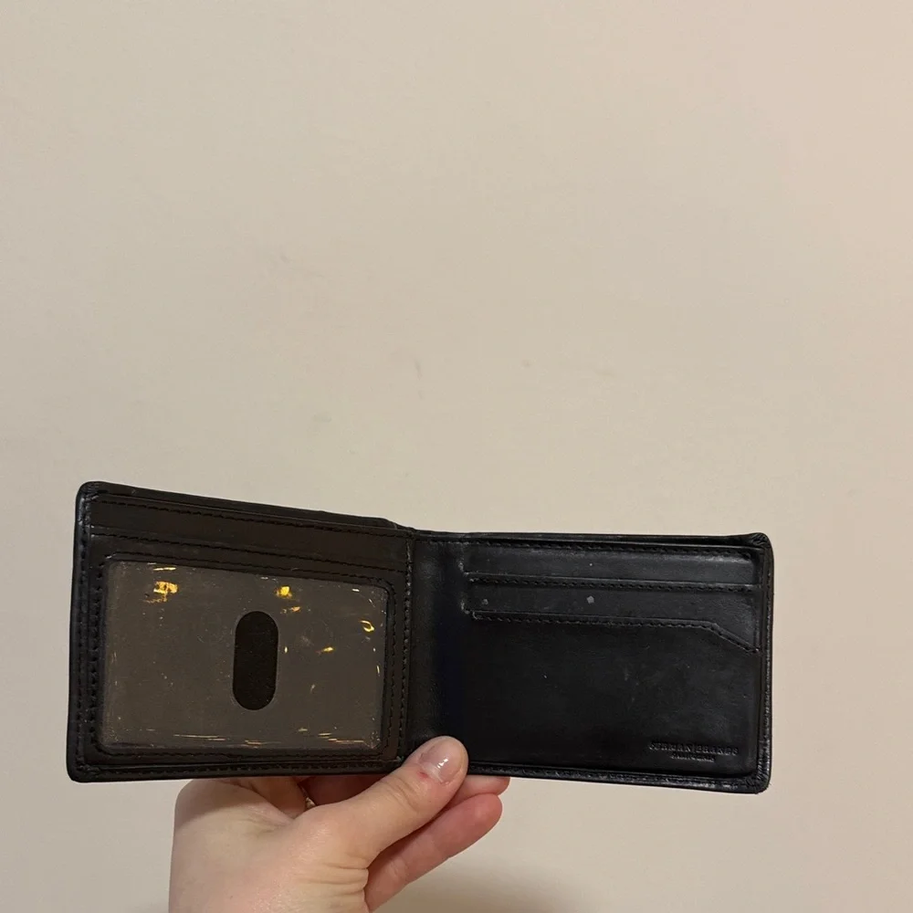 Elegant Black Leather Two Fold Wallet